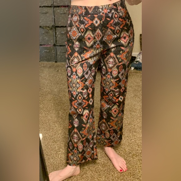 Zara geometric fun print pants straight leg cropped jeans size M - Picture 2 of 10